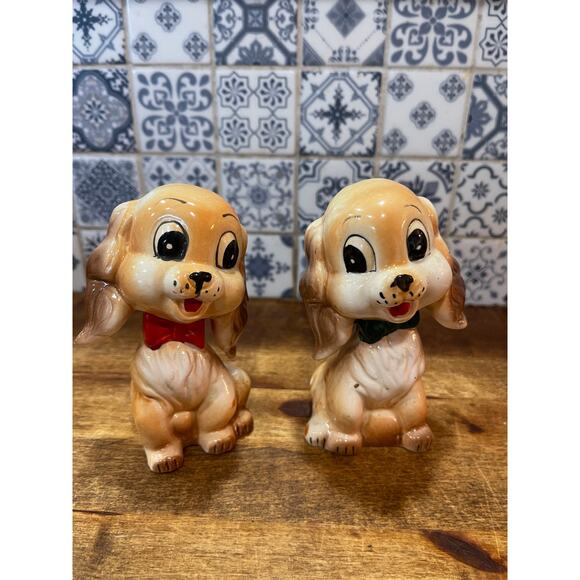 Vintage Ceramic Cocker Spaniel Salt & Pepper Shakers - Picture 1 of 6